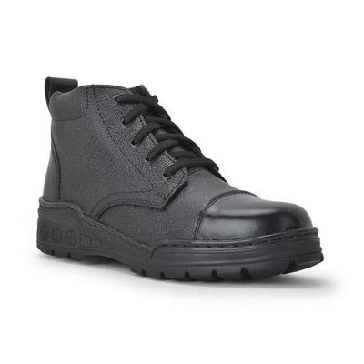 Liberty Freedom Veer-2 Lacing Safety Shoes for Men with Leather Upper | PU Sole | Padded Foam Insole | Shock Absorber | Water Resistance(Black - 41)