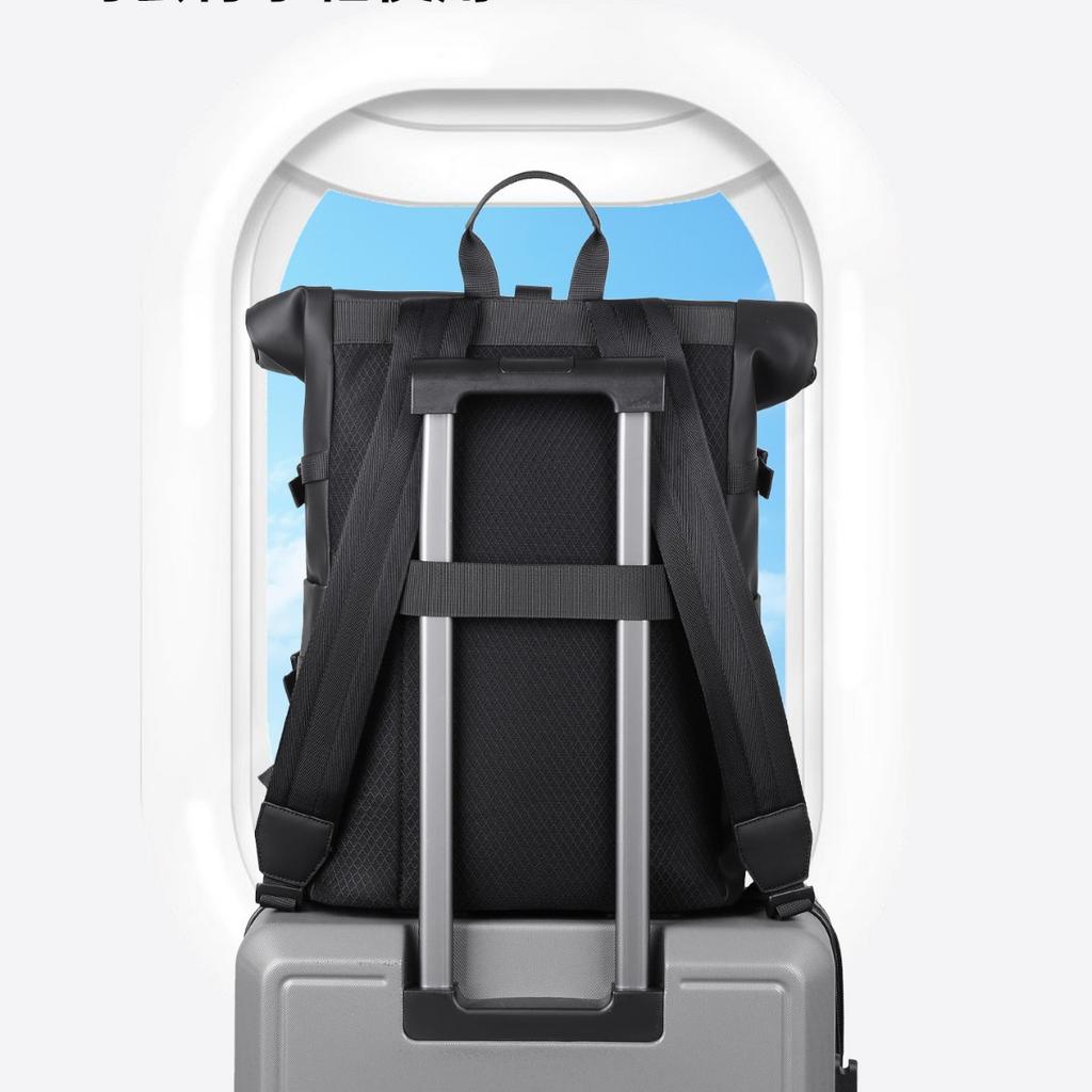 Schoolbag Backpack Men's Commuter Large Capacity Travel Bag 17.1 Inch Computer Bag Business Backpack College Student School Bag PU Leather