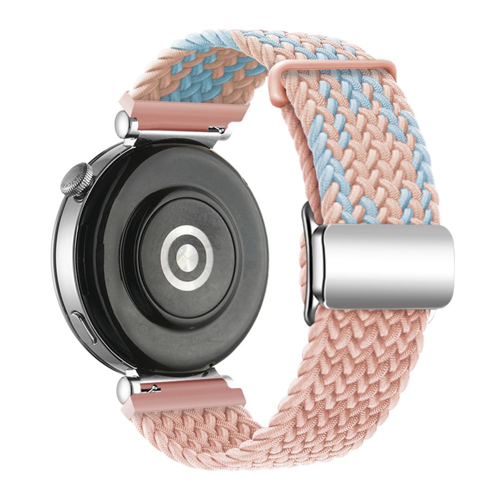 For Huawei Watch GT 4 41mm Universal 18mm Watch Strap Woven Wrist Band with Silver Magnetic Buckle
