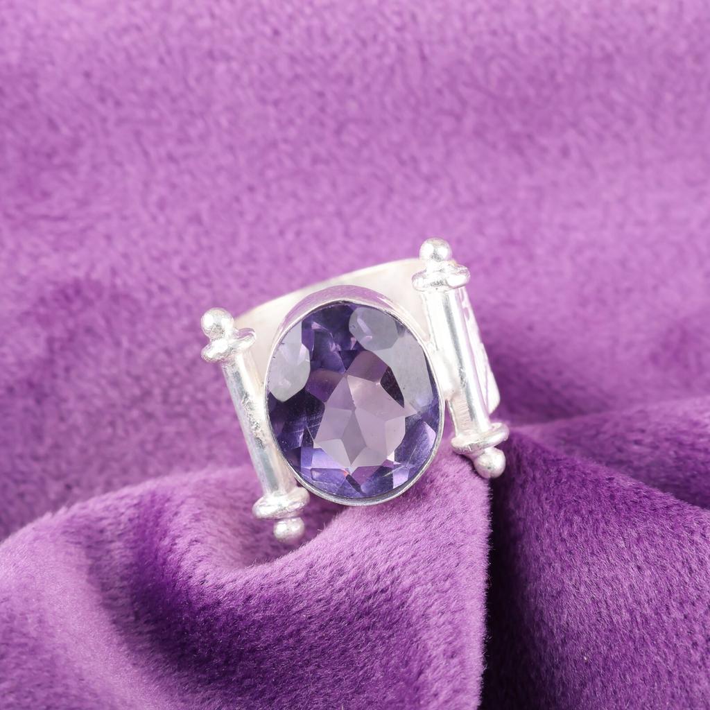 Natural Iolite Gemstone 925 Sterling Silver Jewelry Handmade Ring Gift For Wife RR-22-17