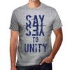 Men’s Vintage Tee Shirt Graphic T Shirt Say Yes To Unity Grey Marl