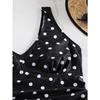 Black Polka Dot Swimdress One Piece Swimsuit Tummy Control Skirted Bathing Suit