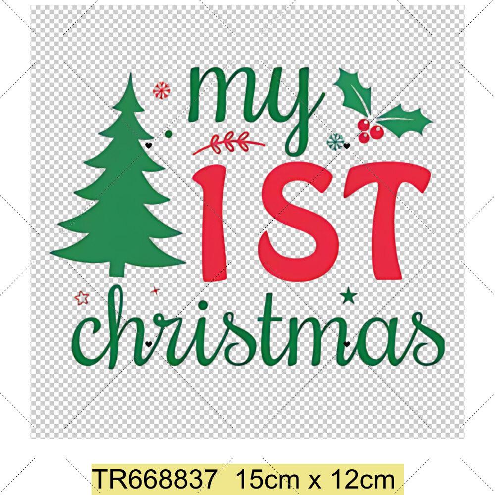 My First Chrismas DIY Clothing Heat Transfer Sticker Kids T-shirt Infant Romper Clothing Patches Heat Transfer Xmas Sticker