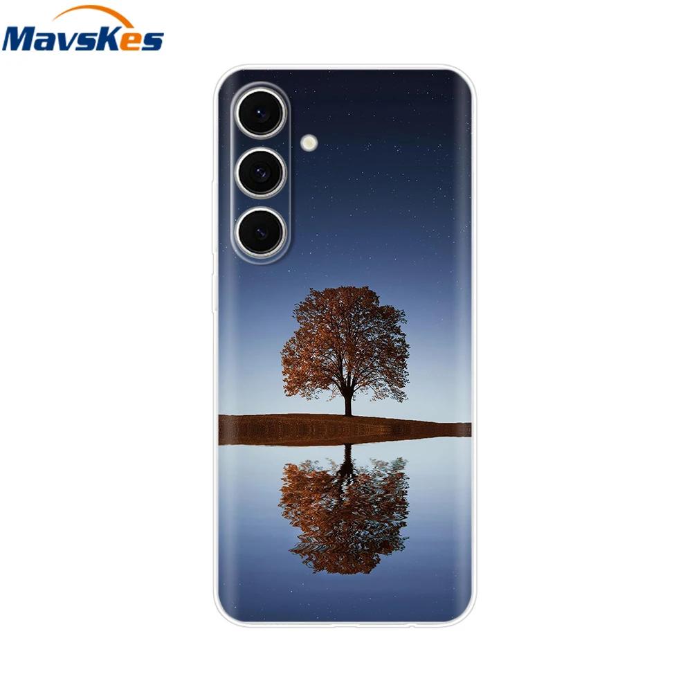 For Samsung S24 FE Case Stylish Flowers Painted Cover Clear Silicone Phone Case for Samsung Galaxy S24 S24FE Soft Shell Fundas
