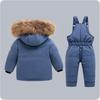 Outdoor Winter Ski Suits, Children's Feather Velvet Silk Suits, Warm Suits, Thickened Two-piece Suits