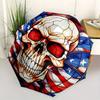 Amerikanische Flagge Totenkopf Buntglas FensteraufkleberRegenschirm, Tragbarer 3-fach Kompakter Regenschirm, Weihnachtsgeschenk ES649
