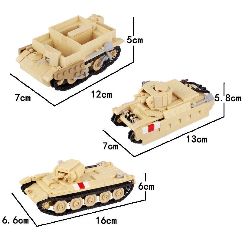 WW2 North African Military German Tiger Tank Building Block UK Soldier Figure Armored Motorcycle Weapon Model Brick Kid Toy Gift
