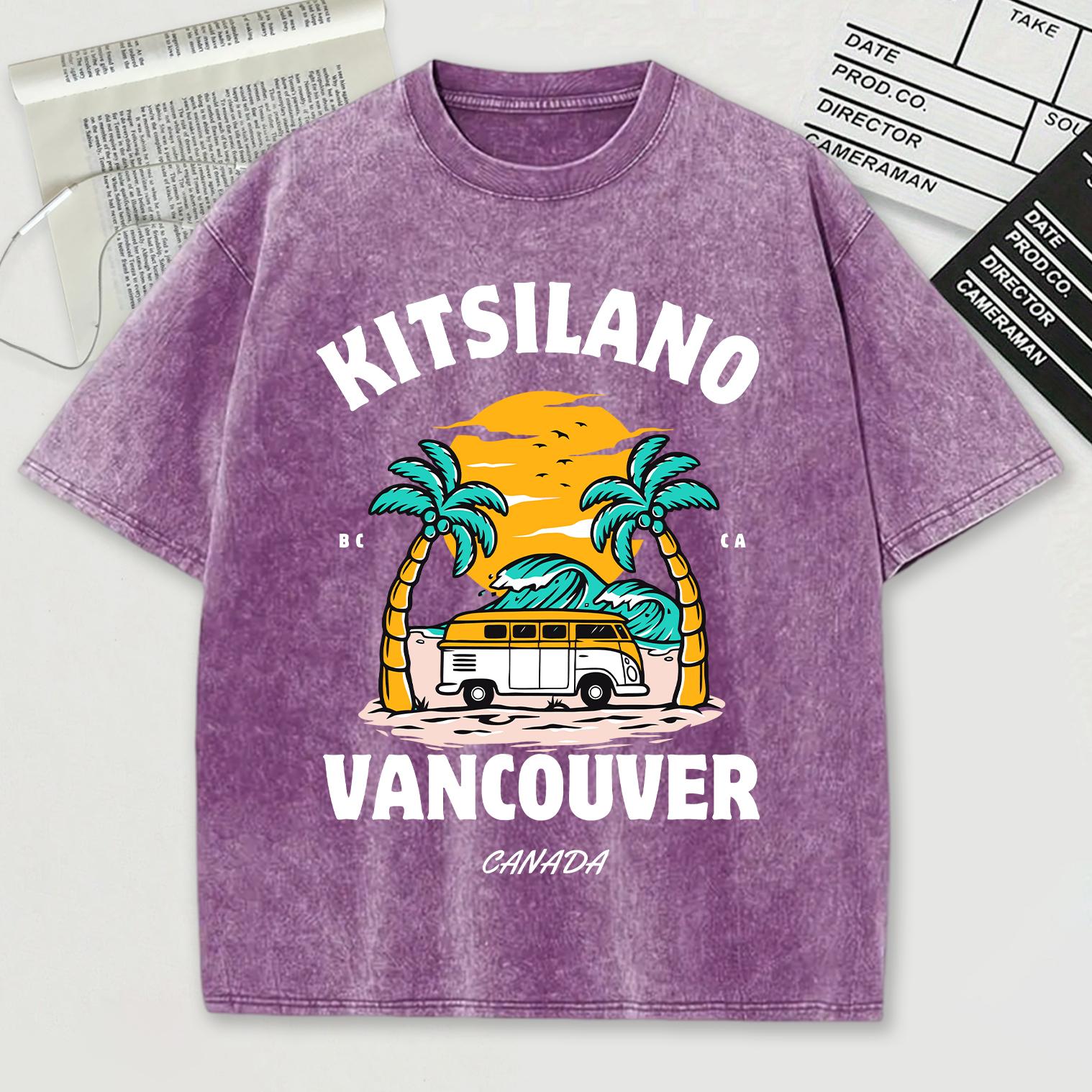 

Китсилано Ванкувер Летний Дизайн Ретро Мужская Футболка Лето Удобная Мягкая Короткая Хлопок Свободная Снежная Стирка Топ Модная Футболка с Круглым Вырезом 3XL