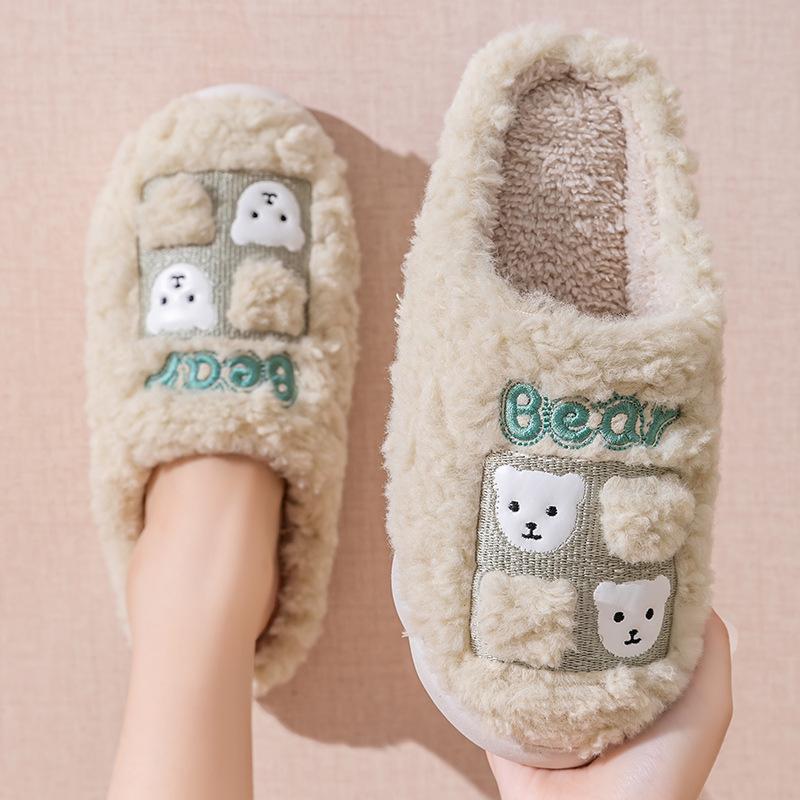 Cotton Slippers for Women In Spring, Autumn, and Winter for Home Use, Indoor Anti Slip Confinement Shoes, Thick Soled Home Warm Couple Slippers