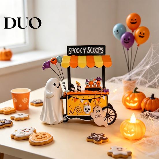 Seasonal Party Decor Halloween Ghost Resin Figurine, Spooky Cart Statue for Indoor Home Garden Decor, Table Centerpiece Festive Decoration Durable