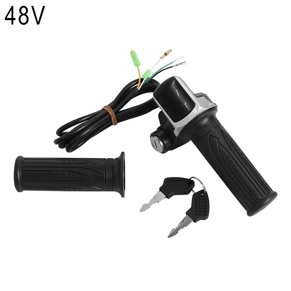 24/36/48/60V Throttle Handlebar Grip Power Speed Rotary With Key With LCD Battery Display For Electric Scooter Bike Parts