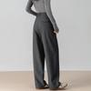 Wool Gray Straight-Leg Suit Pants Women'S New Spring Drape Women'S Pants Casual Pants Scimitar Wide-Leg Pants