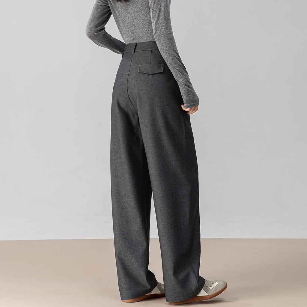 Wool Gray Straight-Leg Suit Pants Women'S New Spring Drape Women'S Pants Casual Pants Scimitar Wide-Leg Pants