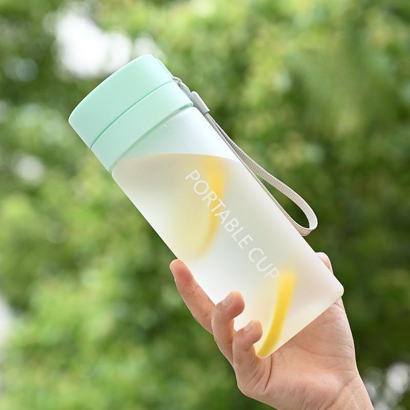Sports Water Cup Outdoor Large Capacity Frosted Transparent Plastic Water Cup Portable Handheld Rope Cup Summer High Appearance Water Bottle