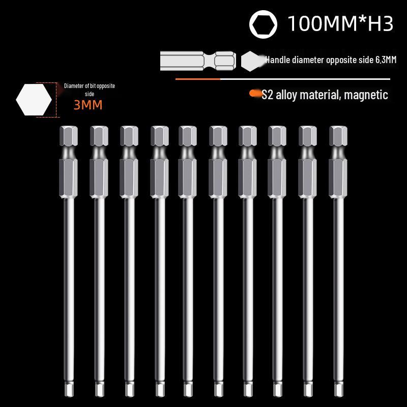 Hexagonal High Hardness S2 Bit Set for Pneumatic & Electric Screwdrivers