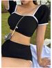 Bikini a Due Pezzi Monocolore Stile Coreano: Costumi da Bagno Sexy, Modellanti, di Alta Gamma per Donne