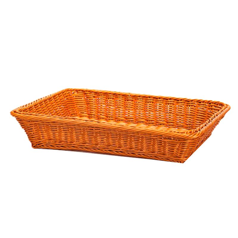 

PV 1pc Wicker Woven Basket Bread Tray Serving For Food Fruit Cosmetic Storage Tabletop Bathroom Kitchen Storage Baskets коричневый