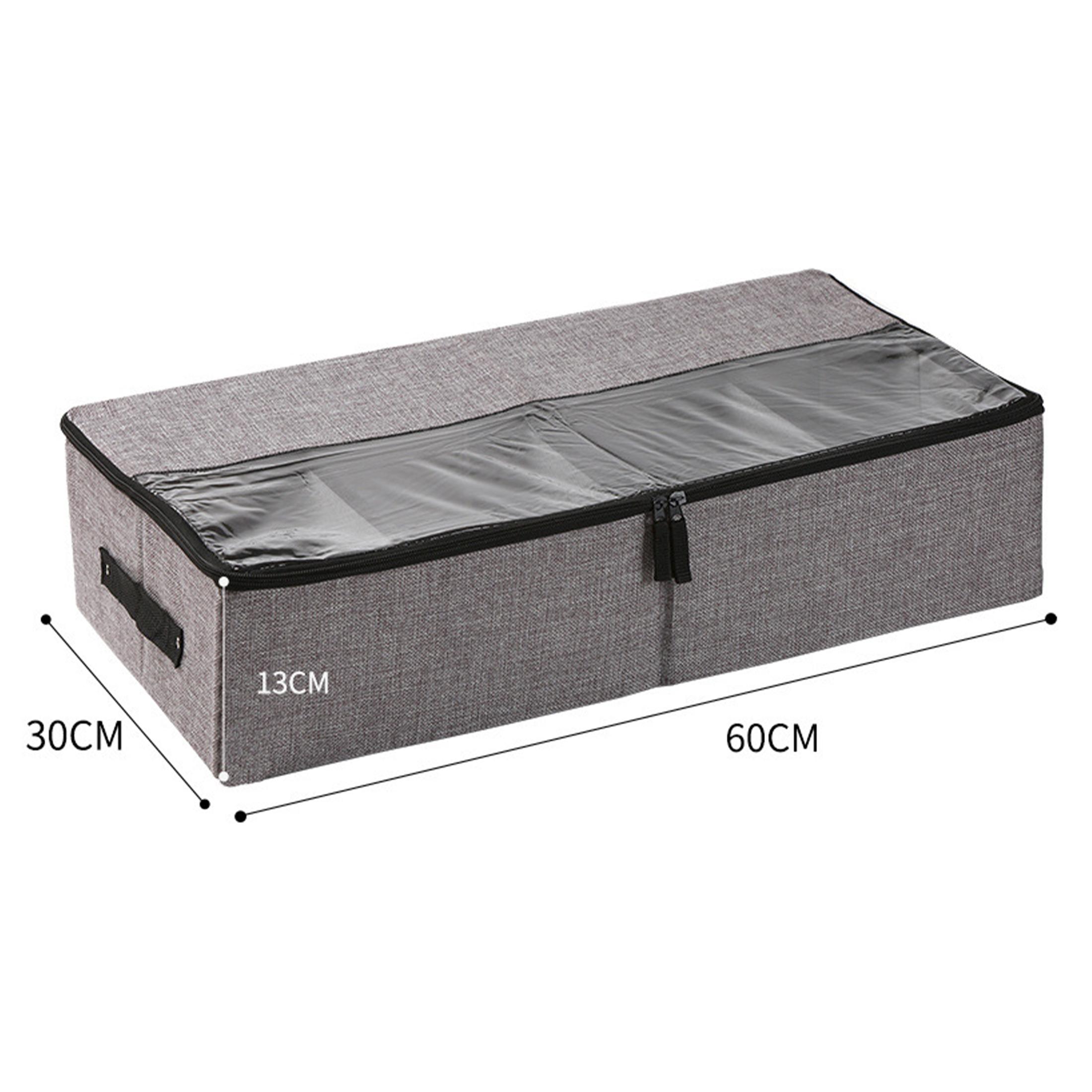 Shoe Storage Box with Clear Lid, Fabric Shoe Organizer Closet, Under Bed Shoe Storage Bin with Dividers and Handles Container for Closet, Bedroom Dorm темно-серого