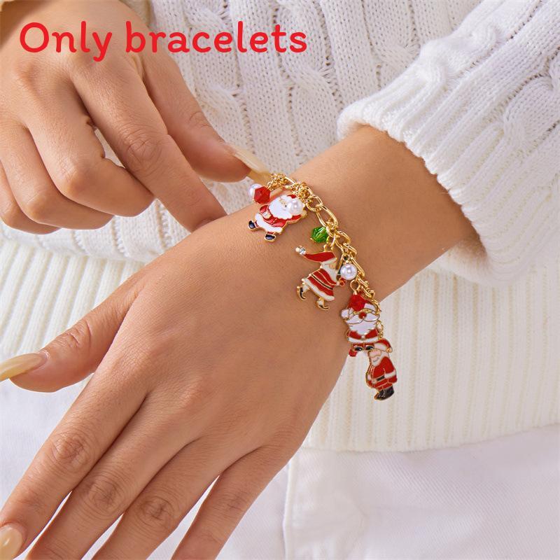 Christmas Santa Pendant Bracelets With Multicolor Candy Charms For Holiday Gift