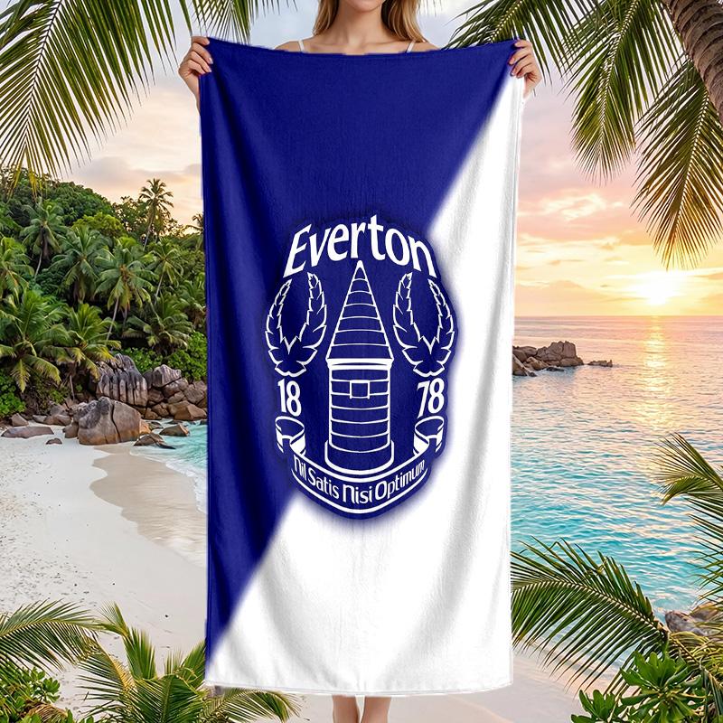 Asciugamano da Spiaggia Calcio Everton Morbido Microfibra Asciugamano Estivo Asciugatura Rapida Assorbente per Spiaggia Piscina Viaggio