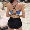 ] Korean Version of Swimsuit for Women with Split High Waist Triangle, Thin and Small Breasts, a Swimsuit