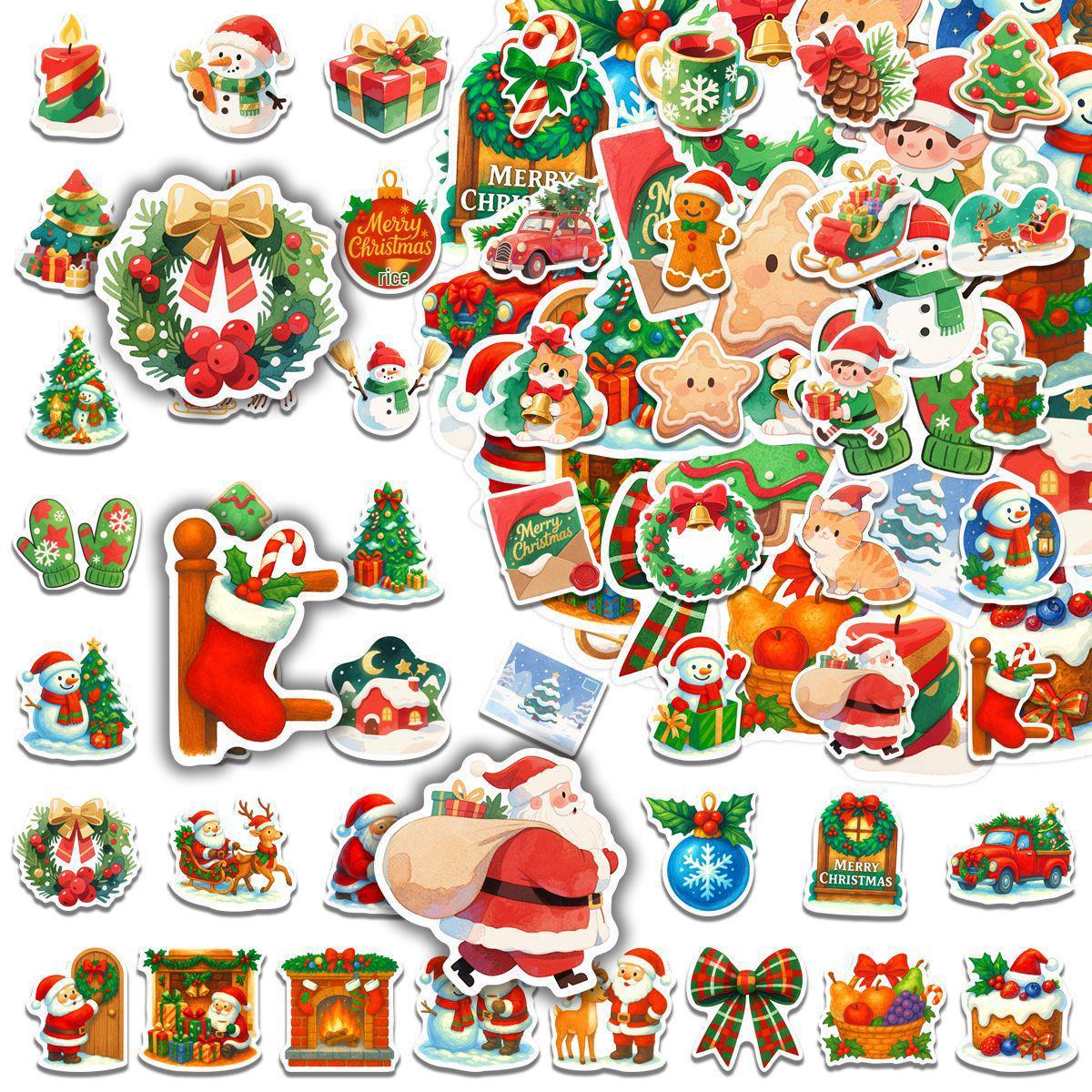 

50 Christmas Sticker Sheets for DIY Decoration: Perfect for Notebooks, Luggage, Journals, and Festival Activities B158