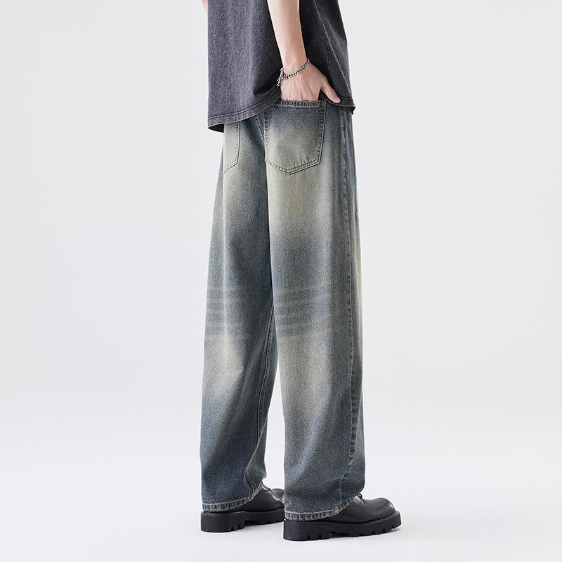 New Spring Loose Scimitar American High Street Wide-leg Pants Men's Jeans Trousers