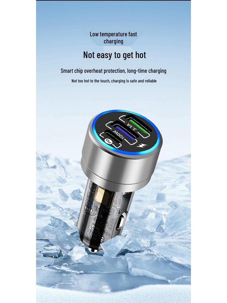 Încărcător auto din aliaj de aluminiu de 100W cu încărcare super rapidă PD+QC3.0