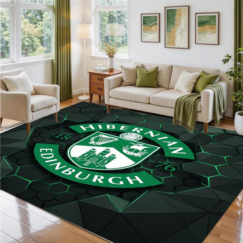 Hibernian FC Design Crystal Velvet Rug Soft Decorative Mat for Bedroom Entrance