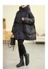 Women's Mid-Length Hooded Patchwork Pendant Down Jacket - Plus Size, Loose Fit, White Duck Down, Autumn/Winter Style