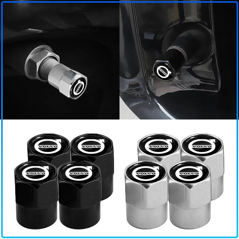 4PCS Car Wheel Tire Valve Stem Caps Airtight Cover For Volvo Rdesign XC90 S60 XC60 V70 S80 S40 V50 V40 V60 C30 S70