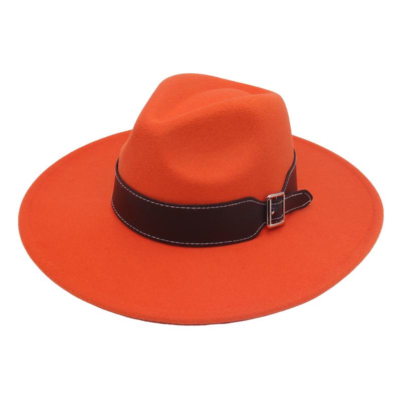New Black Belt, Large Brim, High-End Clothing With Wholesale Men'S And Women'S Felt Woolen Top Hats