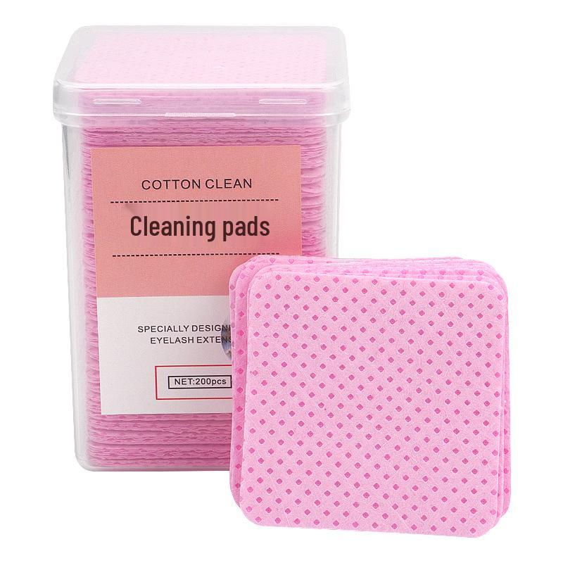 Disposable Pink Glue Remover Wipes - Non-Woven Cotton Pads, 200 Pack