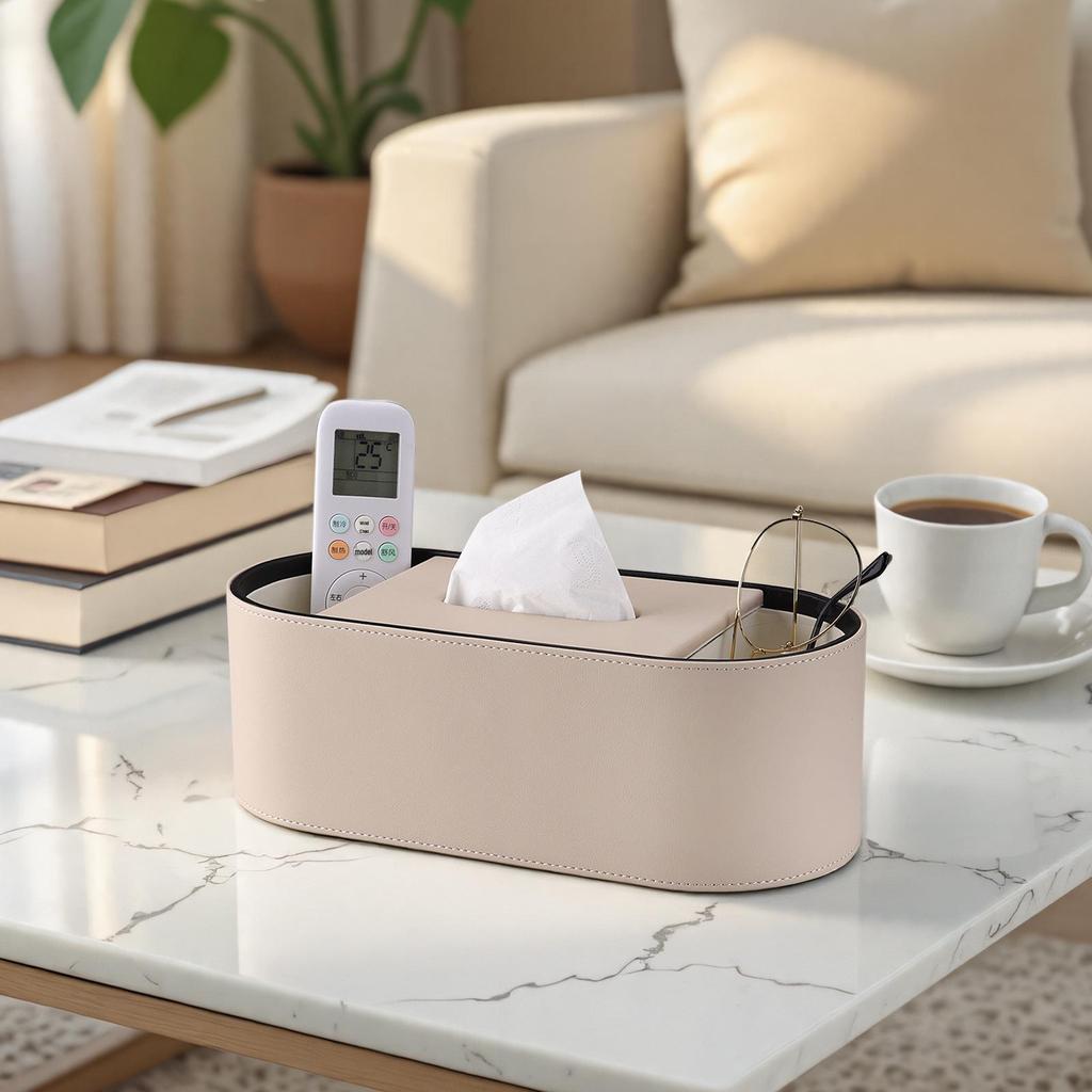 Luxury Leather Oval Tissue Box for Living Room or Bedroom Decor