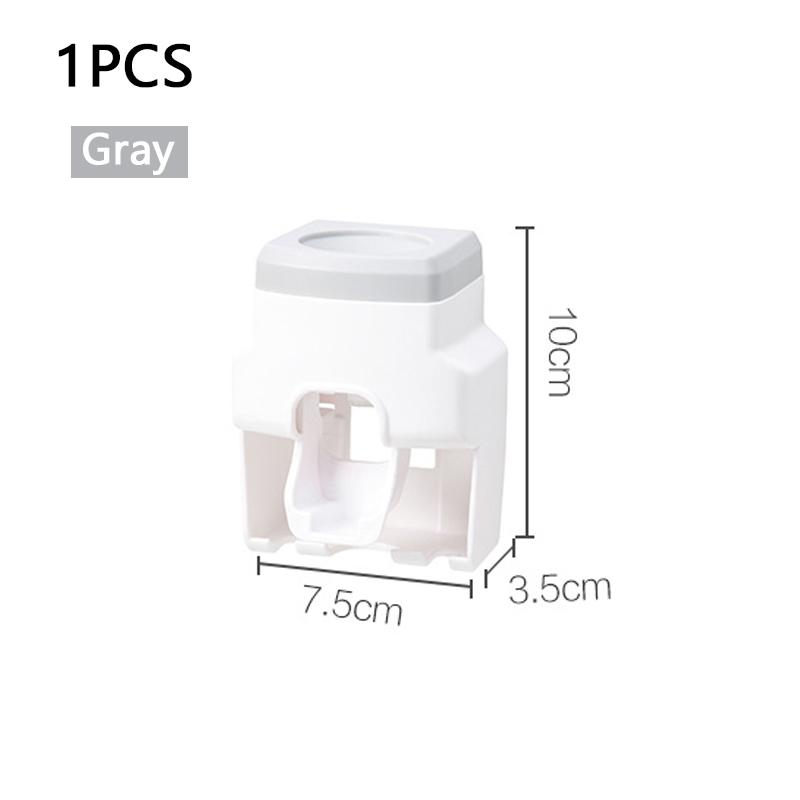 

Automatic Toothpaste Dispenser Set Wall-Mounted Extruder Plastic No-Punch Lazy Man Toothbrush Holder Bathroom Accessories Gadget Decor