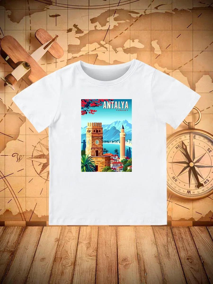 Round Neck Printed Pattern Pullover Short Sleeve Kids Tops Antalya Turkey 140
