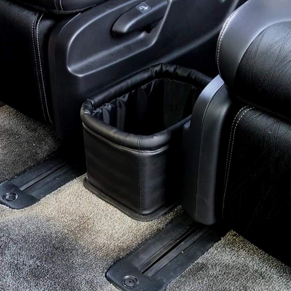 Leather Car Trash Can, Luxury Car Organizer, Leakproof Garbage Can for Car and Trucks Black United States