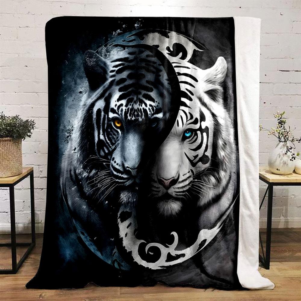 Yin Yang Tiger Contrast print blanket soft and cozy perfect for the living room bed sofa or a nap,gift