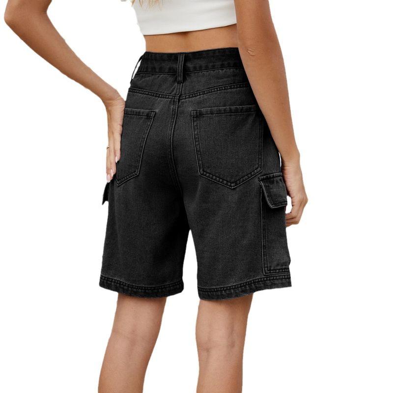 Women Mid Rise Bermuda Stretch Denim Jean Shorts Denim Cropped Pants Women