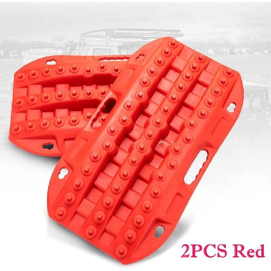 2PCS Off Road Traction Boards 58CM Short Recovery Track Traction Mat for 4WD Mud Sand Snow Ramps Tire Traction Tool Red Black 2PCS Red