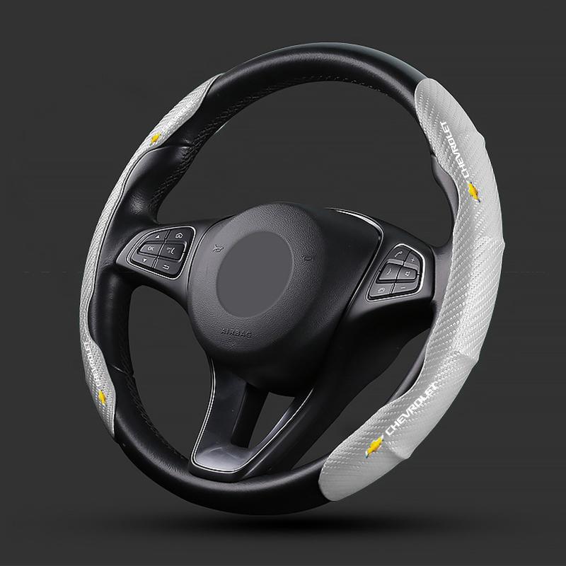 2pcs Carbon Fiber Non-Slip Steering Wheel Cover Car Accessories For Chevrolet Captiva Cruze Silverado Spark Crvalier Malibu