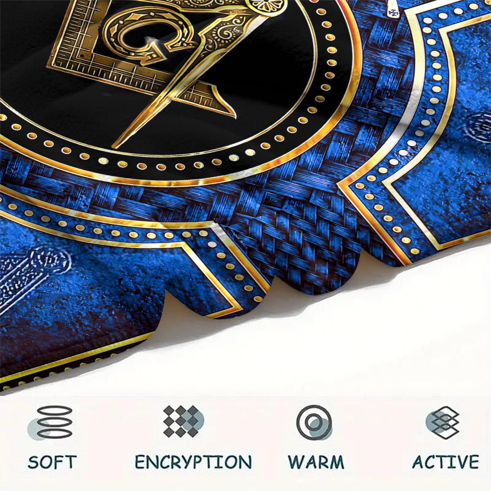 1Pc Masonic Freemason Print Flannel Blanket, High Quality Comfortable for All Seasons, Home Decor, Warmth and Comfort, Perfect for Christmas Gifts