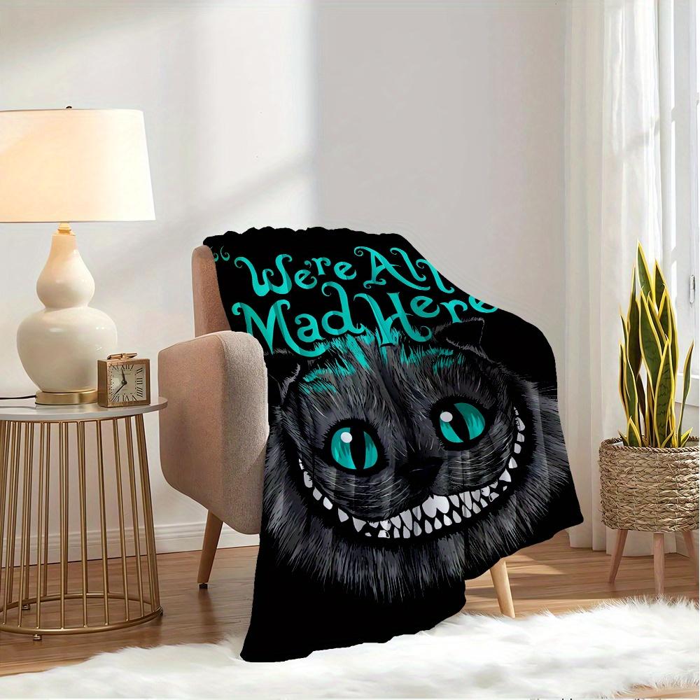 1pc Cheshire Cat,Mad Hatter,Wonderland Printed Flannel Blanket, Super Soft Plush Bed Cover, Four Seasons Quilt for Sofa, Bed, Office,71