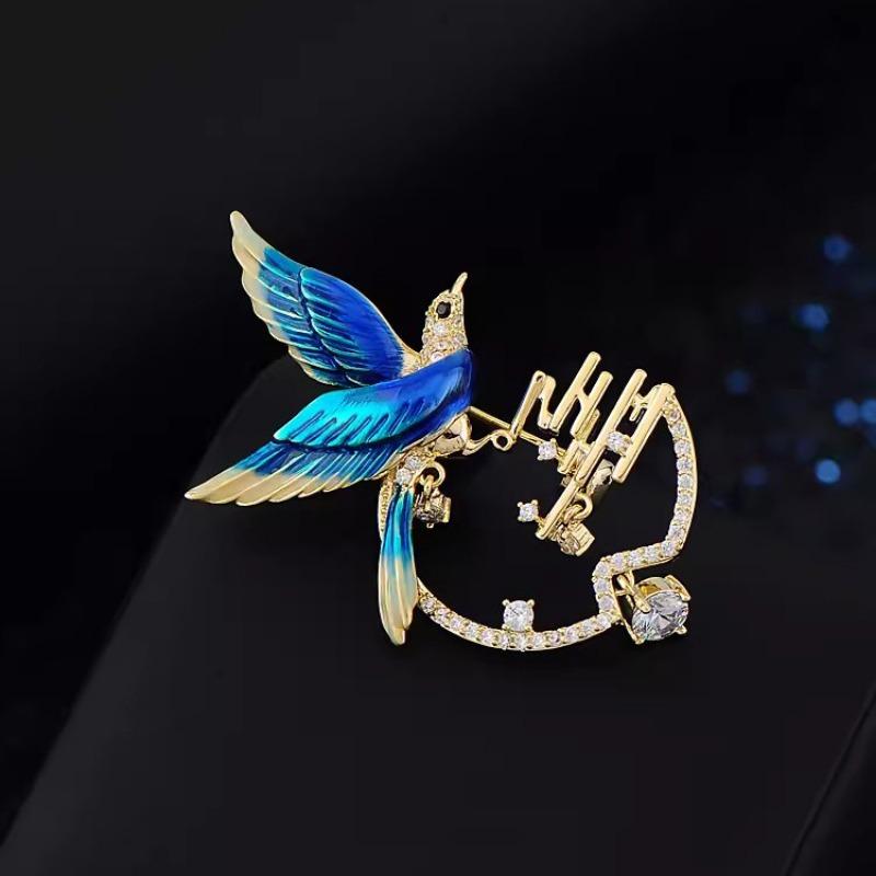 Swallow Return Brooch, High-end Women's Painted Enamel Bird Brooch, Niche Design Sense Brooch, Elegant Suit Accessory