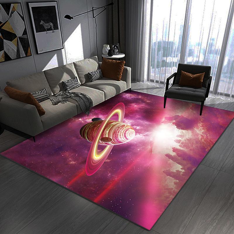 Galaxy Planets Carpet Mat Spiral Nebula Rug Interstellar Vortex Stardust Cosmic 3D Effect Vibrant Home Decoration Floor Mats
