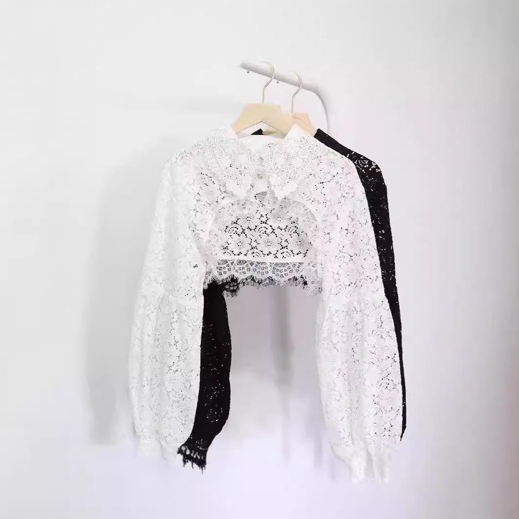 

Летний кружевной топ: Женская рубашка с длинным рукавом и защитой от солнца - Модная юбка-шаль-накидка One Size белый