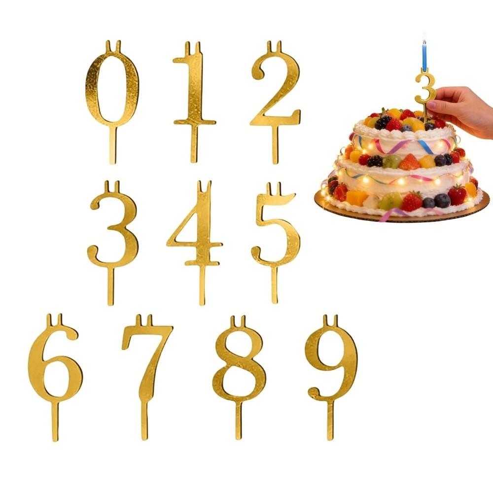 Stainless Steel Metal Number Candle Holders Number 0-9 Cake Candlestick Birthday Celebration