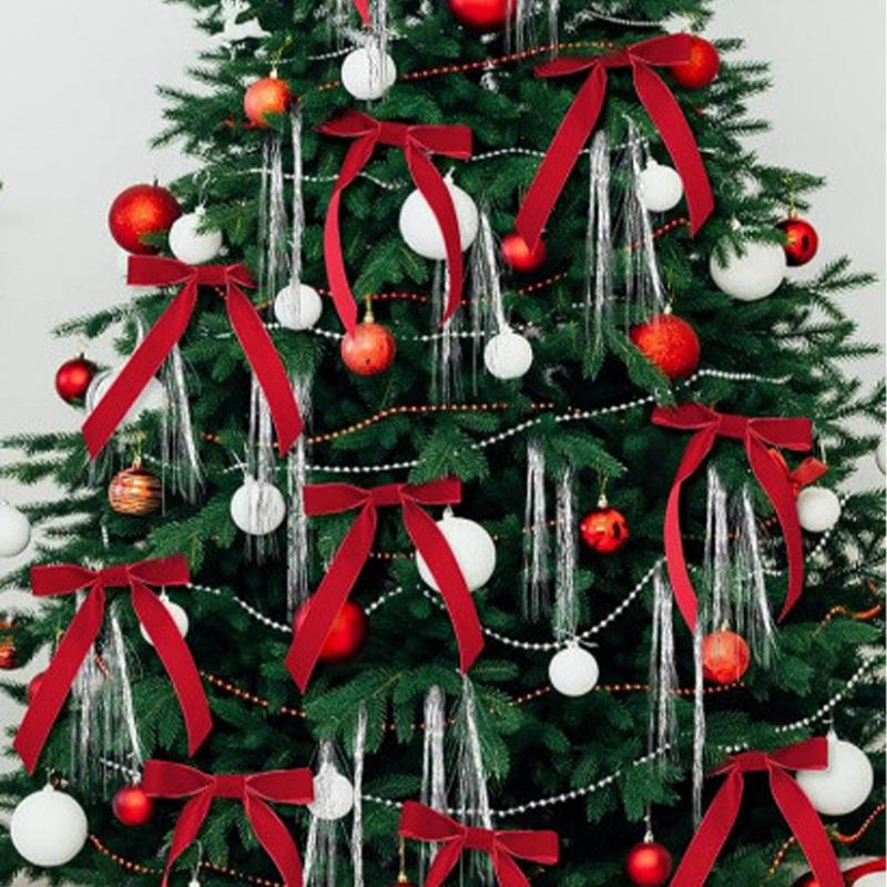 12pcs Velvet Ribbon Red Wreath Bows wedding decoration bow bow DIYs birth party baking decor Portable Velvet Christmas Tree Bows