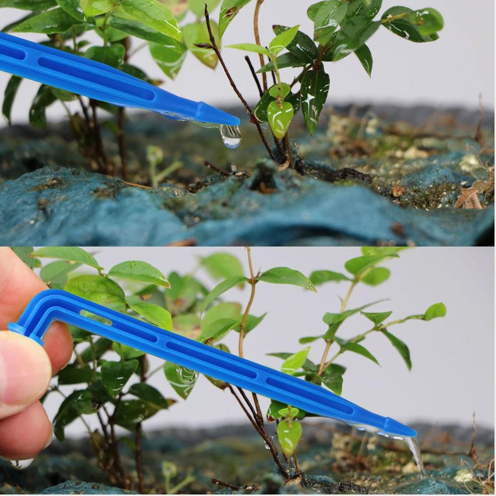 30-200pcs Garden 3/5mm Hose Bend Arrow 1/8'' Blue Drip Emitter Dripper Water Saving Sprinkler for Greenhouse Bonsai Micro Irrigation