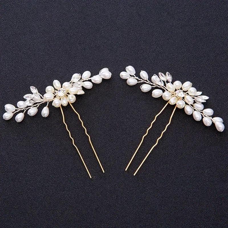 White Fashion Wedding Style Hair Bridal Hair Stick Floral Hairpin Beautiful Headdress Plait Hair Clip Accessories for Women